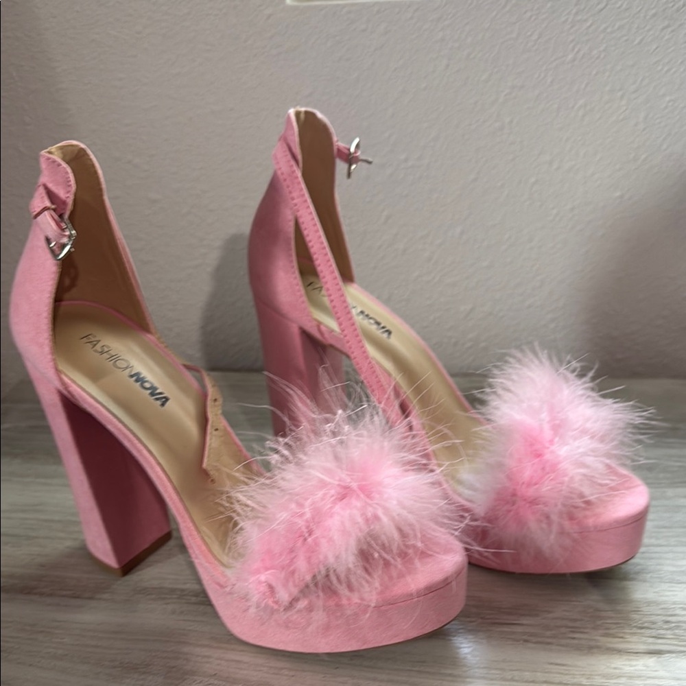Fashion Nova Blush Pink Fluffy Heels